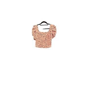 Shein Women's Pink Cheetah Print With Puffy Sleeve Blouse Size XS (NWOT)